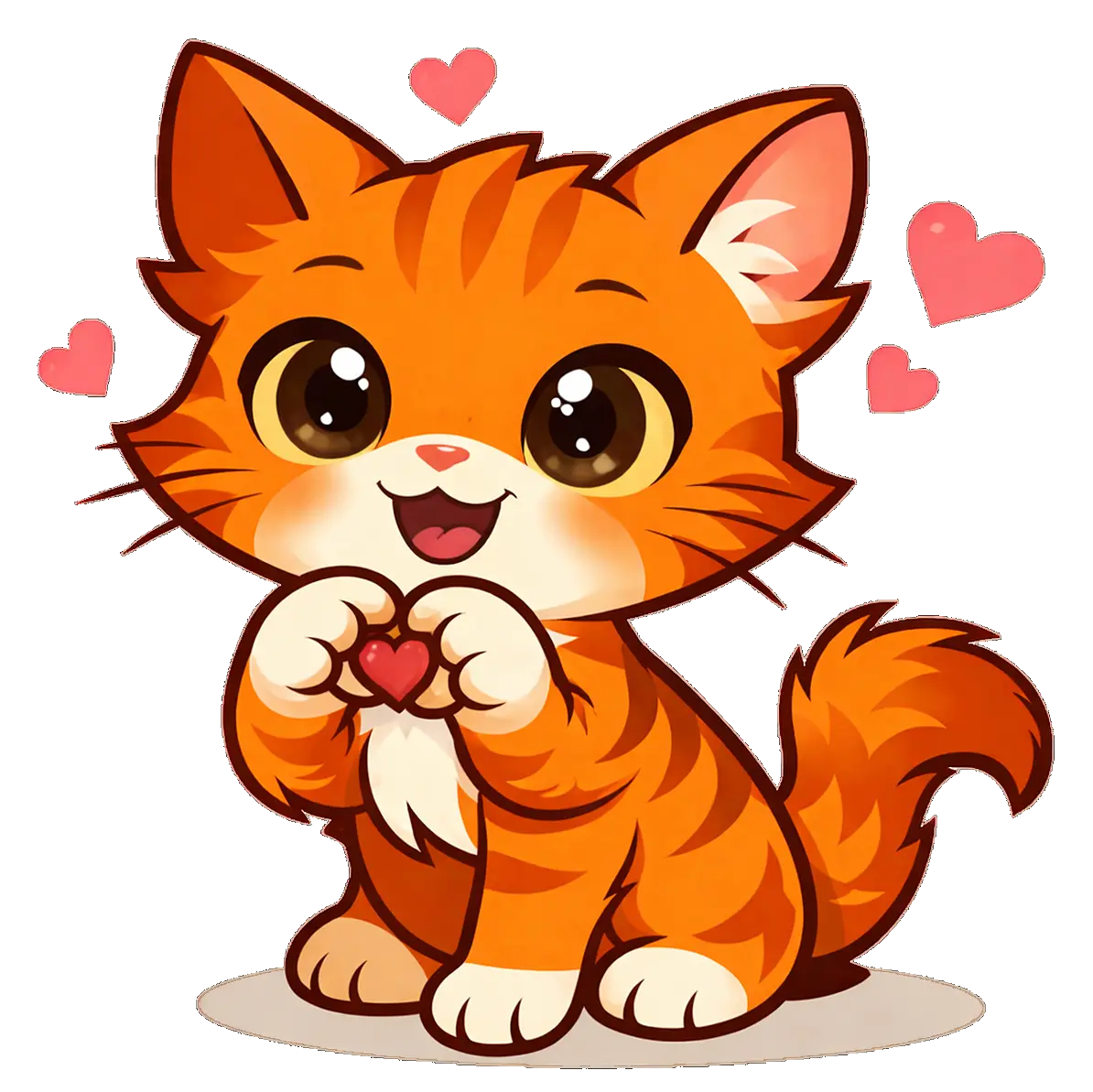 Lovey cat mascot for affection mode meow translation. Turns plain notes into blushy, heart-eyed meow.